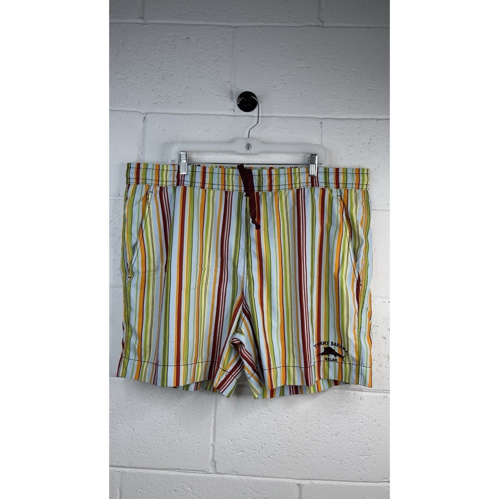 Tommy‎ Bahama Relax Men's L Colorful Vertical Stripe Swim Trunks Board Shorts